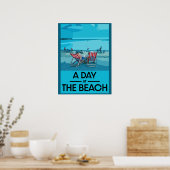 Klassiek Brits strand met Brits Zee Poster (Keuken)