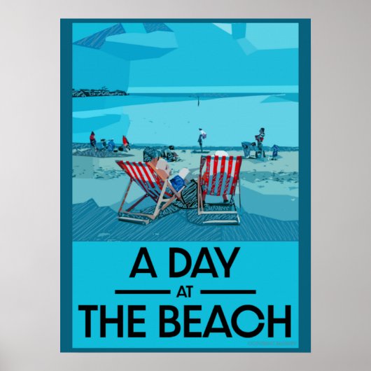 Klassiek Brits strand met Brits Zee Poster (Voorkant)