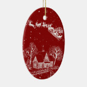 Klassiek Brits Toile Kerstversiering Keramisch Ornament (Rechts)