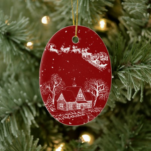 Klassiek Brits Toile Kerstversiering Keramisch Ornament (Boom)