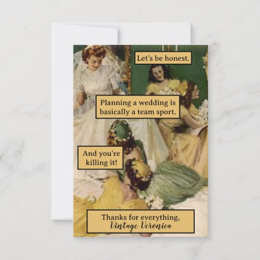 Klassiek bruidsmeisje persoonlijk bedankcadeau bedankkaart (Voorkant)