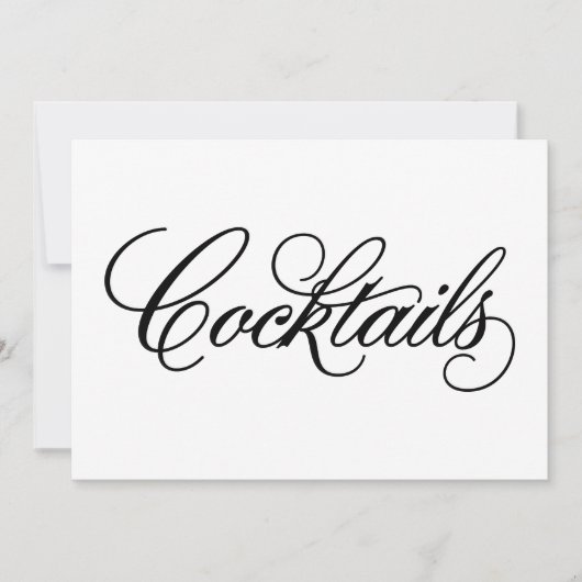 Klassiek | Bruiloft Cocktails Bord Kaart (Voorkant)