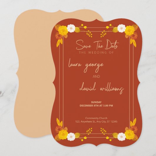 Klassiek bruiloft thema save the date (Voorkant / Achterkant)