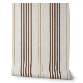 Klassiek bruin beige tikkende streeppatroon behang