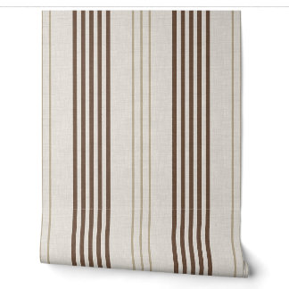 Klassiek bruin beige tikkende streeppatroon behang