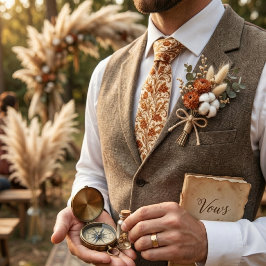 Klassiek bruin damastblad stropdas