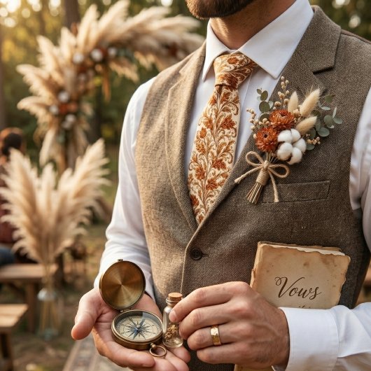 Klassiek bruin damastblad stropdas