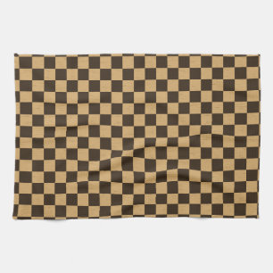 Klassiek bruin en beige dambordpatroon theedoek