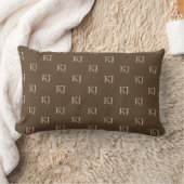 Klassiek bruin en beige monogram initiaalpatroon kussen (Deken)
