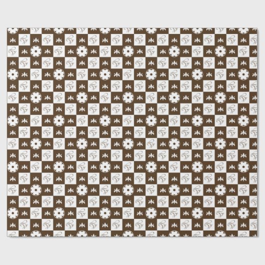 Klassiek bruin en wit geruit patroon cadeaupapier (Vlak)