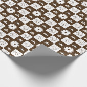 Klassiek bruin en wit geruit patroon cadeaupapier (Hoek)