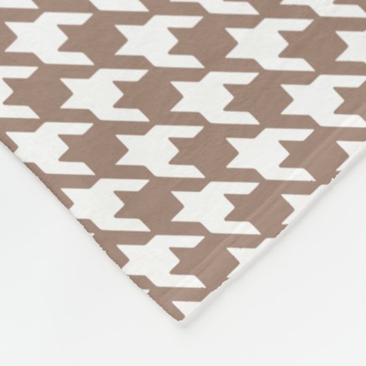 Klassiek Bruin en Wit Patroon Houndstooth Fleece Deken (Hoek)