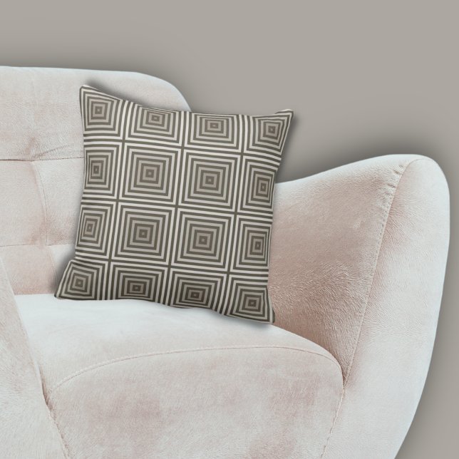 Klassiek bruin geneste vierkantspatroonpatroon Sie Kussen (Classic Brown Nested Squares Pattern Throw Pillow)