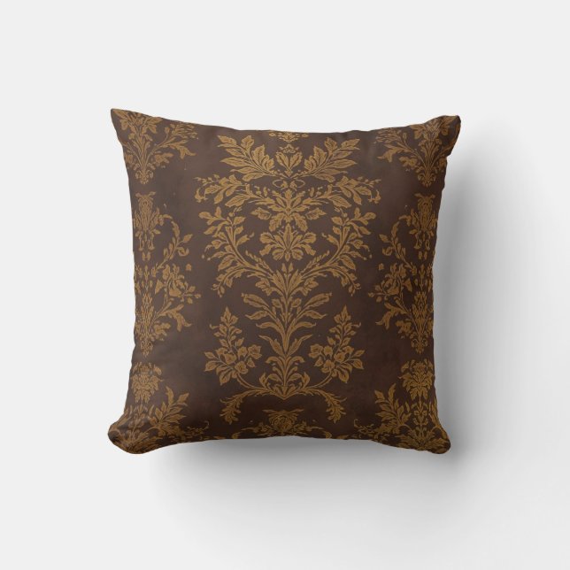 Klassiek bruin gouden ornament, vintage kussen (Voorkant)