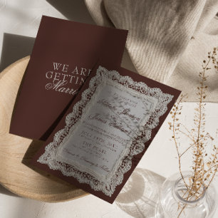 Klassiek bruin kanten 'Old Money' bruiloft  Kaart