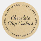Klassiek bruin kraft gepersonaliseerd bakcadeau ronde sticker (Voorkant)