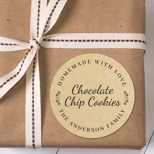 Klassiek bruin kraft gepersonaliseerd bakcadeau ronde sticker