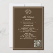 Klassiek bruin QR-code formeel monogram trouw  Kaart (Achterkant)
