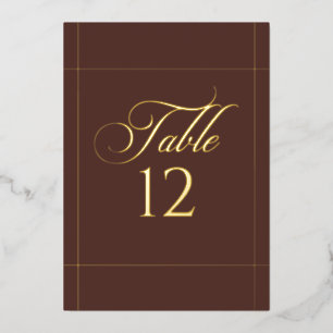 Klassiek bruin randje trouwtafel nummervoor teken folie uitnodiging
