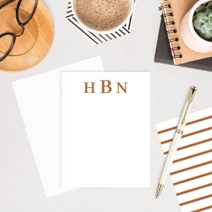 Klassiek bruin serif initiaal monogram notitiekaartje