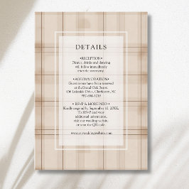 Klassiek bruine cappuccino plaid vintage details informatiekaartje