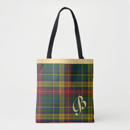 Klassiek Buchanan Tartan Plaid Monogrammed Tas (Voorkant)