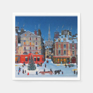 Klassiek Buiten-Christmtafereel Servet