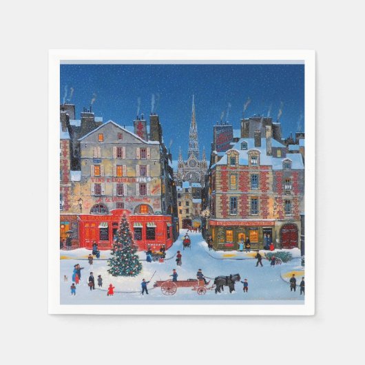 Klassiek Buiten-Christmtafereel Servet (Voorkant)