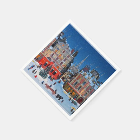 Klassiek Buiten-Christmtafereel Servet (Hoek)