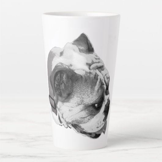 Klassiek bulldogprofiel met moderne rand latte mok (Voorkant)