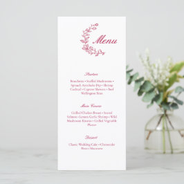 Klassiek Burgundy bruiloftsmenu met bloemaccent Menu