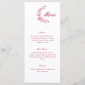 Klassiek Burgundy bruiloftsmenu met bloemaccent Menu (Voorkant)