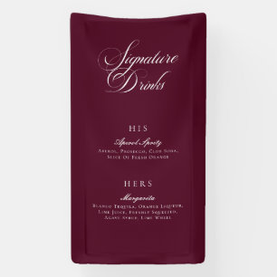 Klassiek Burgundy kalligrafie Signature-drankenmen Spandoek