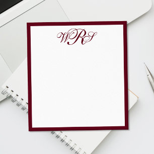 Klassiek Burgundy Monogram Notitieblok