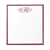 Klassiek Burgundy Monogram Notitieblok (Voorkant)