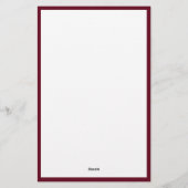 Klassiek Burgundy Rood Monogram Briefpapier (Achterkant)
