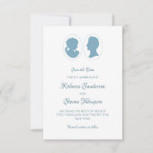 Klassiek cameo Regency Blue Wedding Save The Date (Voorkant)