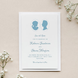 Klassiek cameo Regency Blue Wedding Save The Date