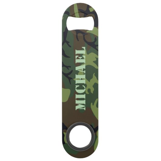 Klassiek camouflage groen patroon gepersonaliseerd speed flessenopener (Voorkant)
