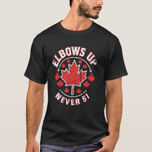 Klassiek Canada Ellebogen Omhoog Nooit 51 T-shirt (Voorkant)