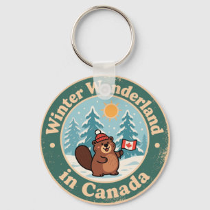 Klassiek Canadese winterscene Sleutelhanger