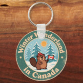 Klassiek Canadese winterscene Sleutelhanger (Voorkant)