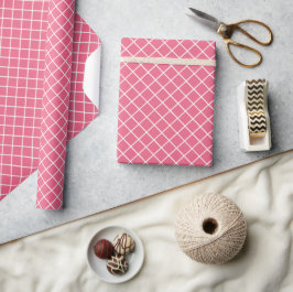 Klassiek Candy Roze Rood Wit Rutpatroon Cadeaupapier