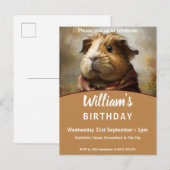Klassiek cavia portret verjaardagsfeestje uitnodiging briefkaart (Voorkant / Achterkant)