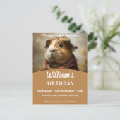 Klassiek cavia portret verjaardagsfeestje uitnodiging briefkaart (Staand voorkant)
