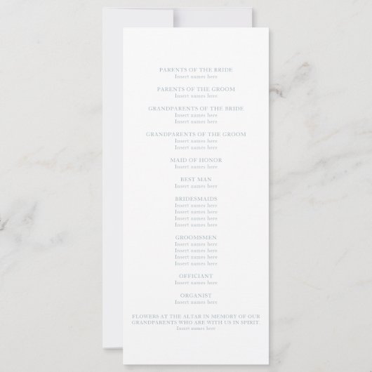 Klassiek Ceremonieprogramma  Kaart (Achterkant)