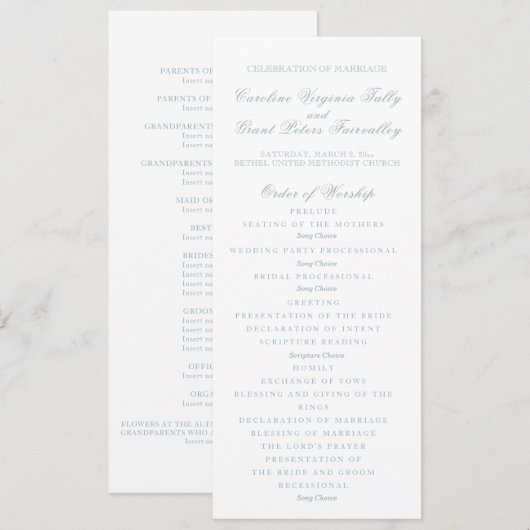 Klassiek Ceremonieprogramma  Kaart (Voorkant / Achterkant)