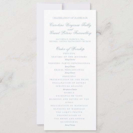 Klassiek ceremonieprogramma kaart (Voorkant)