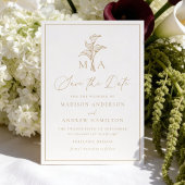 Klassiek Champagne Calla Lily Monogram Huwelijk Save The Date