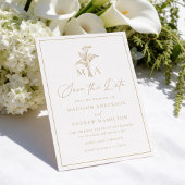 Klassiek Champagne Calla Lily Monogram Huwelijk Save The Date